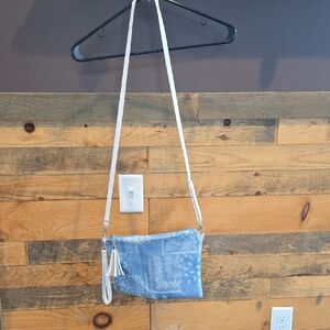 Stylish Blue and White Crossbody Bag